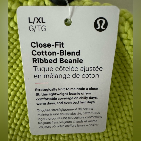 Lululemon Close-Fit Cotton-Blend Ribbed Beanie, same or next day shipping L/XL - Picture 2 of 5